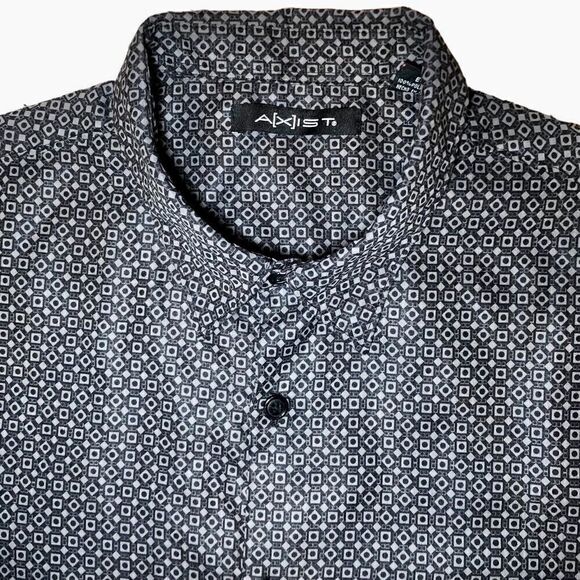 Axist Short Sleeve Geometric Mini Print Shirt in Black/Grey Men’s XL - Picture 1 of 7